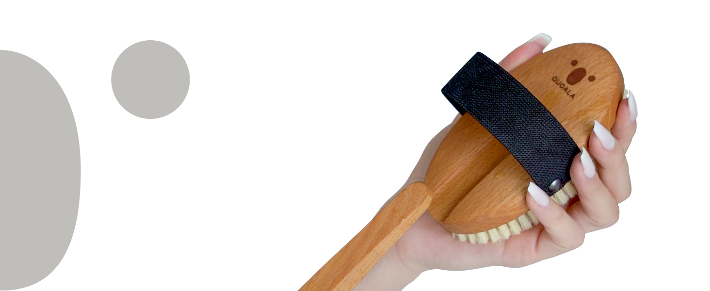 Щітка для тіла QUOALA® Premium з натуральної щетини (сизаль та кінська шерсть) – сертифікована FSC, з довгою ручкою, для сухого та мокрого використання, 100% Made in Germany, середньої жорсткості