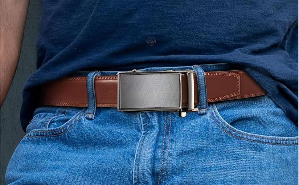 Чоловічий шкіряний ремінь DOOPAI з автоматичною застібкою, 35 мм, регульований розмір, без отворів. Білий/Чорний, 115-135 см