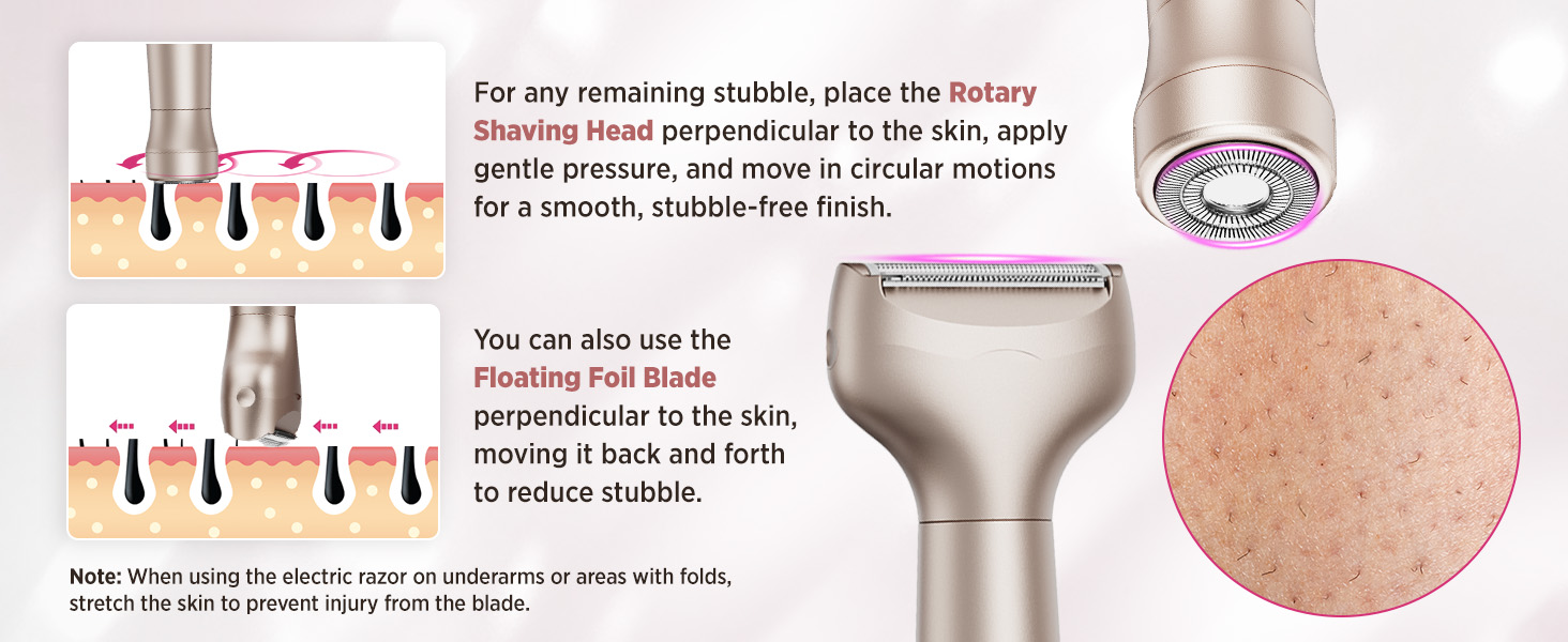 Електричний жіночий епілятор для тіла: безболісний пристрій для бікіні, обличчя, ніг, під пахвами – портативний для подорожей (рожеве золото)