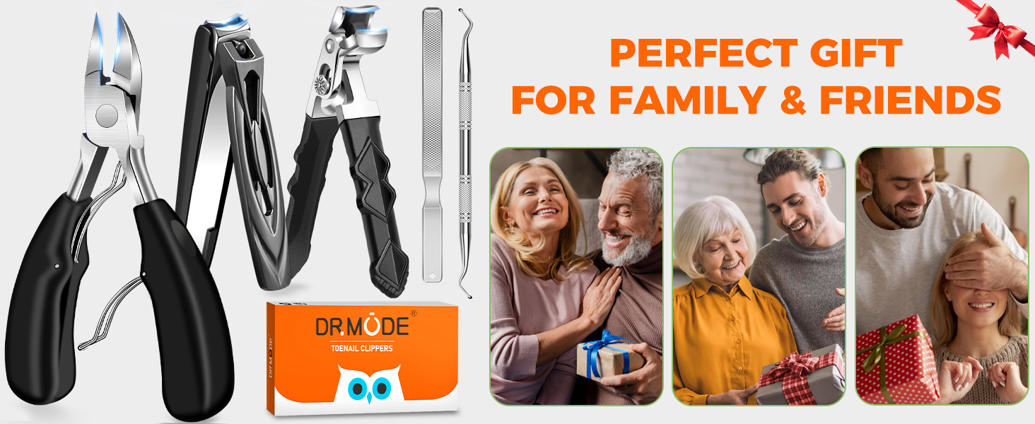 Професійний нігтеріз для нігтів, DRMODE для товстих нігтів, для людей похилого віку, з широким отвором, гострий, з похилою клинком, довга ручка (чорний)