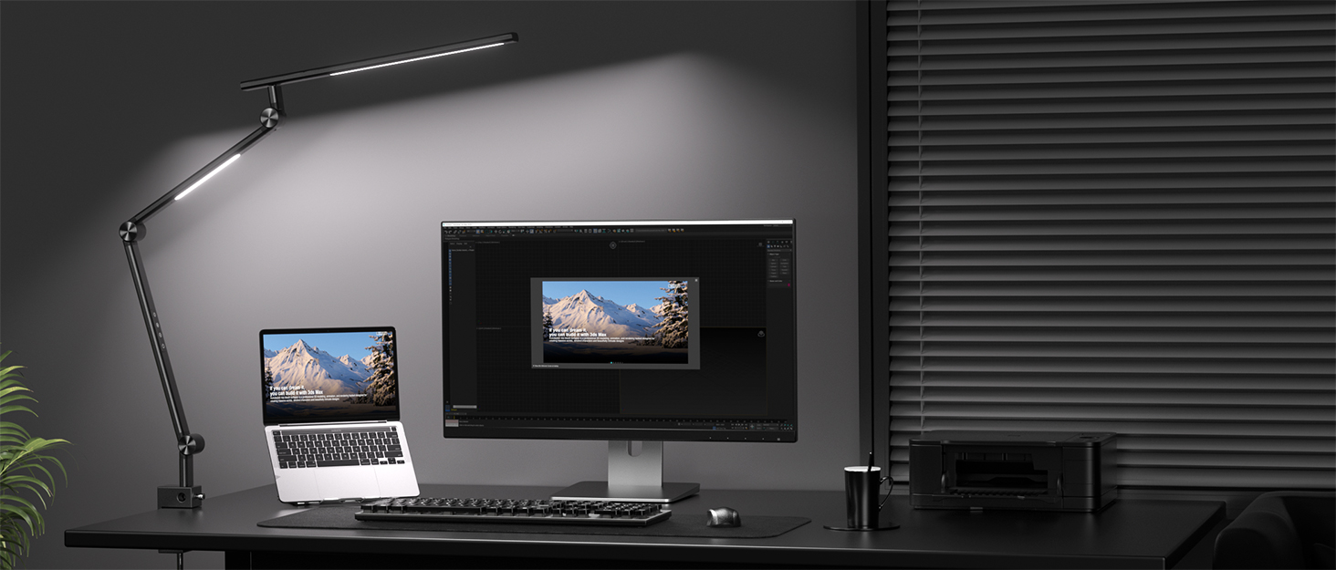 VERSKI LED Desk Lamp with Adjustable Brightness & Color Temperature - 18W Dual Light Source, Clamp-On, Eye Protection, Daylight Lamp for Home Office & Study