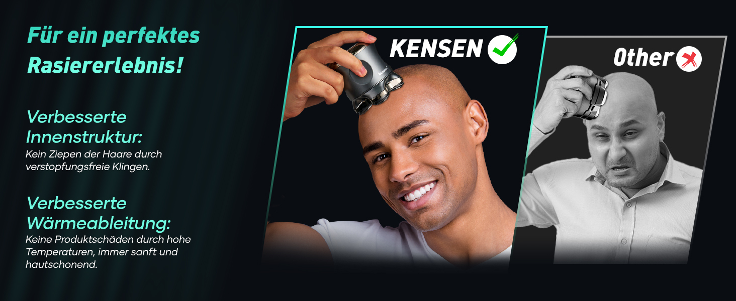 Електричний голковий бритва для чоловіків Glatzen Rasierer: бездротовий, вологостійкий, з 5D рухомою головкою, чорний