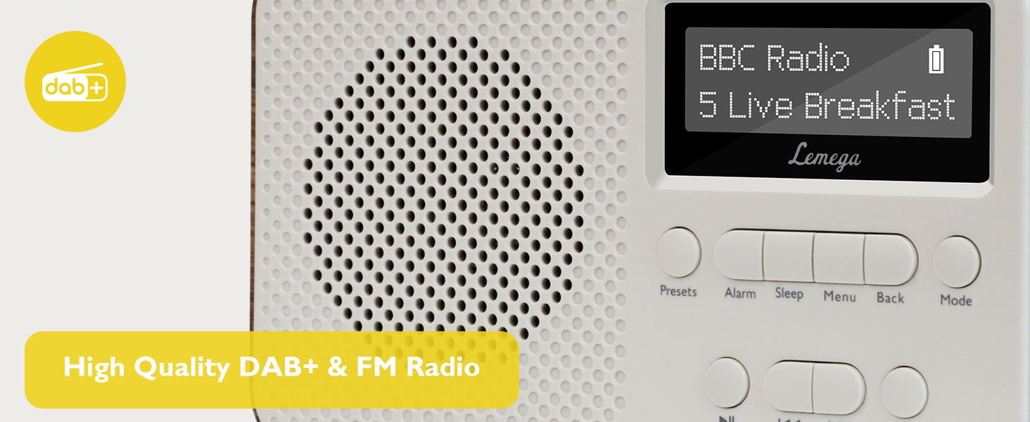Портативне цифрове радіо LEMEGA PR2-Max DAB+/FM, Bluetooth 5.3, на батарейках AA, колір горіх