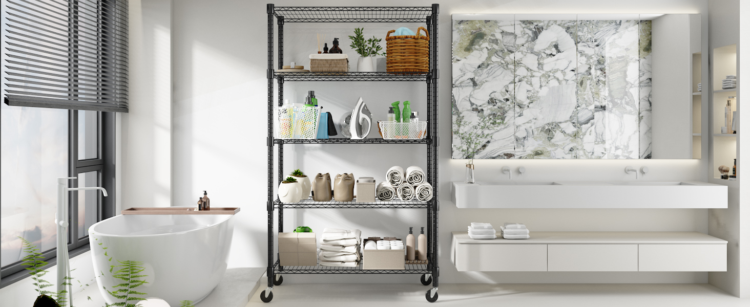 Himimi 5-Tier Rolling Wire Shelving Unit