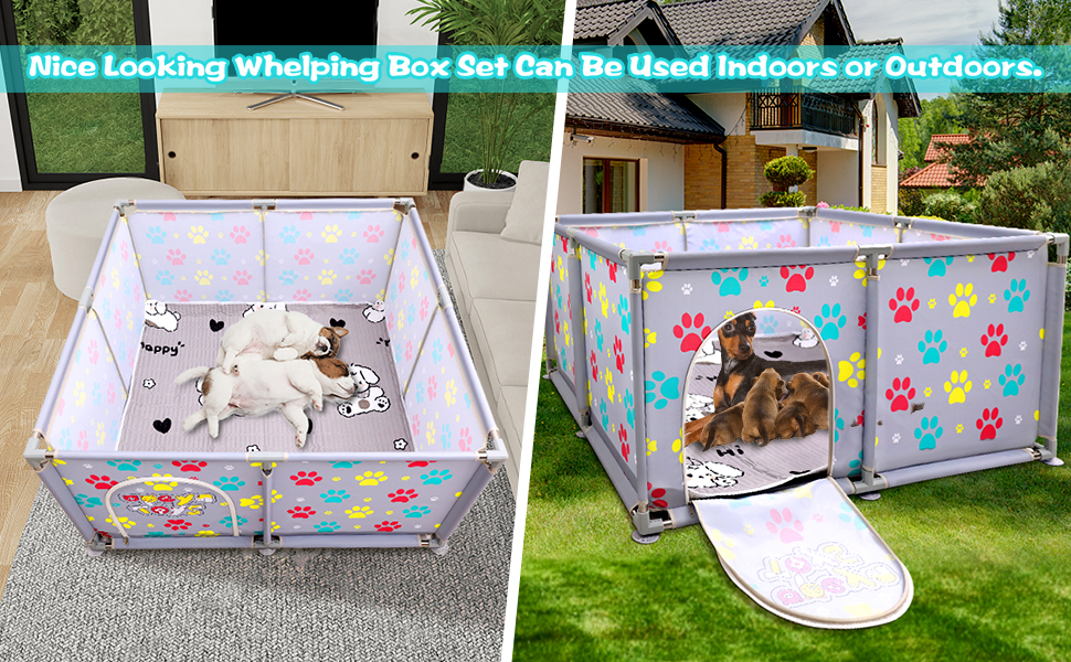 Клітка-манеж для тварин з нержавіючої сталі та міцного полотна, сіра та блакитна, для великих собак, котів, дрібних тварин