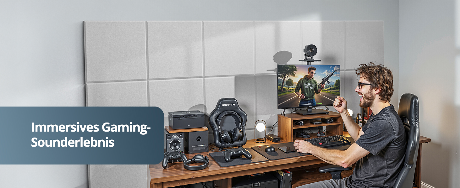 Самоклеючі акустичні панелі з фетру для звукоізоляції стін та стелі, білі, 30x30x0.9 см, 12 шт (1.08 м²)