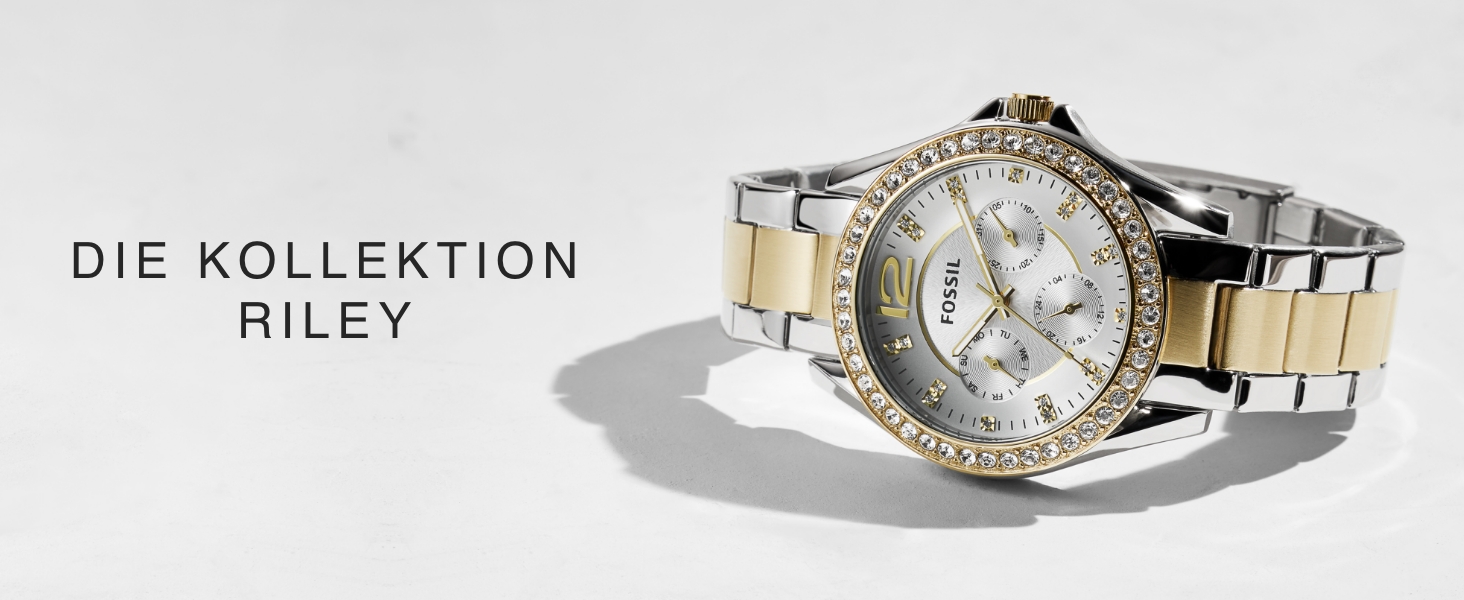 Годинник Fossil Riley для жінок: кварцовий хронограф з нержавіючої сталі або шкіряним ремінцем, золотистий колір, блискітки, 38 мм