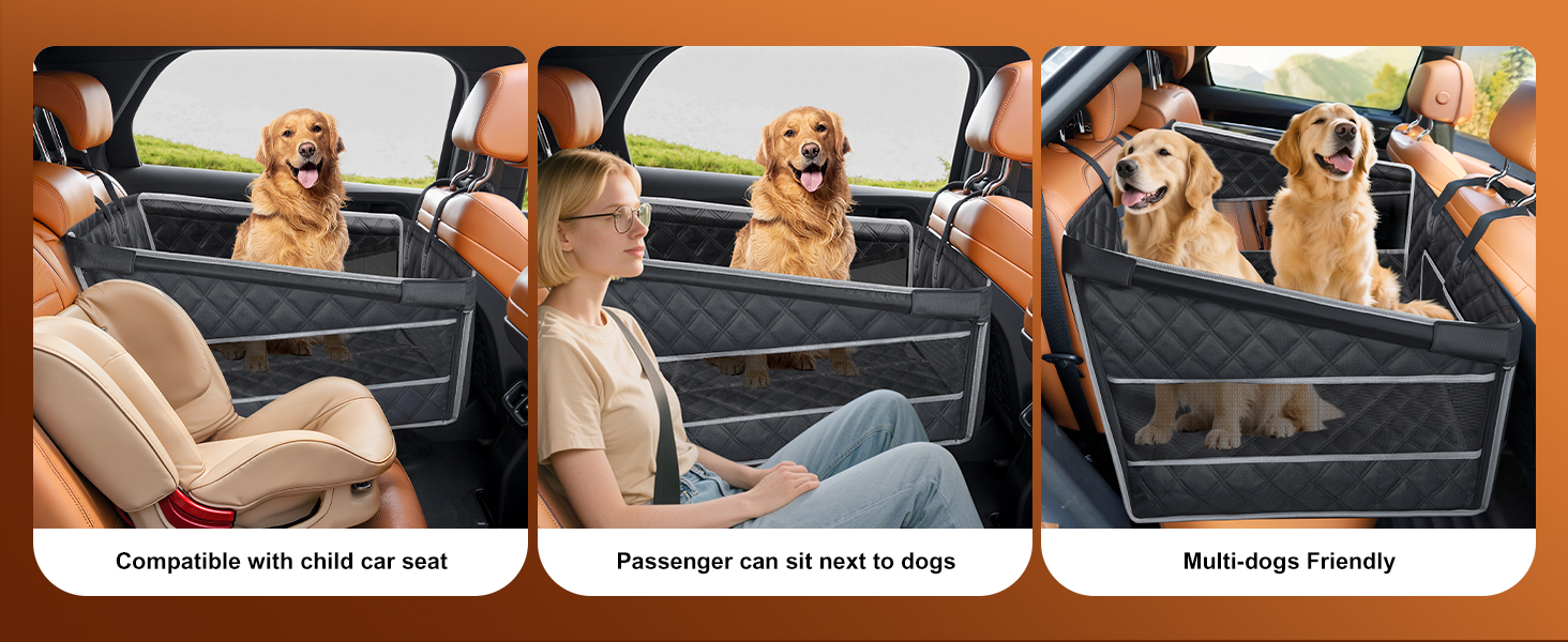 Автокрісло для собак Gimars - великі та середні породи, водонепроникне, безпечне, з ременями, сітчасті вікна