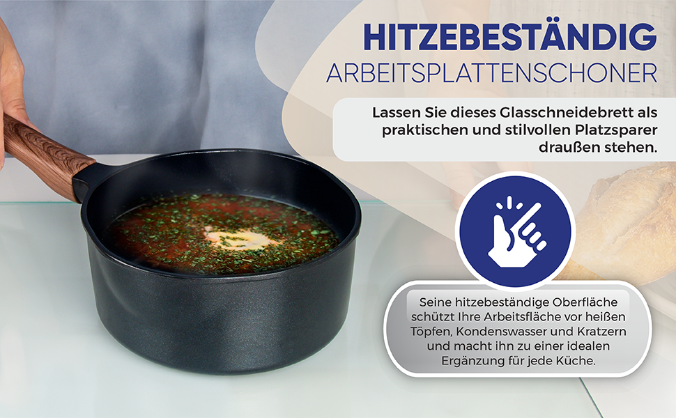 Скляна дошка для нарізання 40x30 см - гігієнічна, стійка до високих температур, подряпин та ковзання - чорний дизайн під мармур