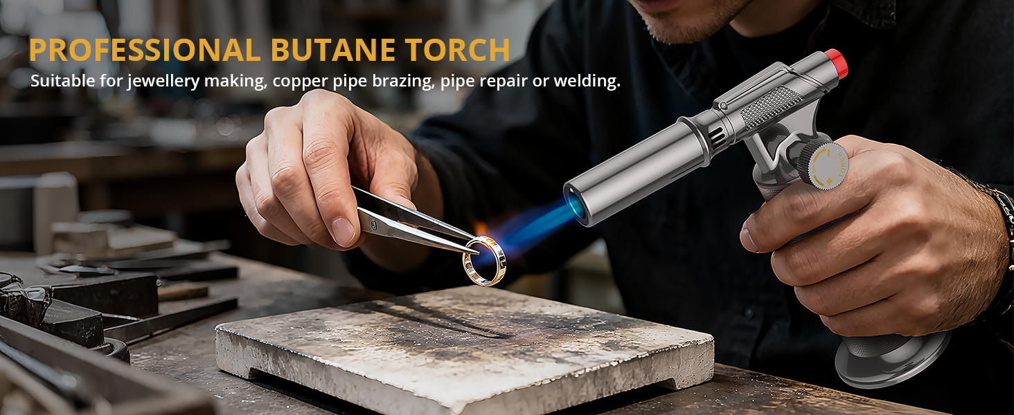 Професійний пальник Sondiko SW-801 Pro: наповнюваний металевий газовий пальник для кухні та зварювання, регульоване полум'я, вітростійкий, для чоловіків (бутан не входить)