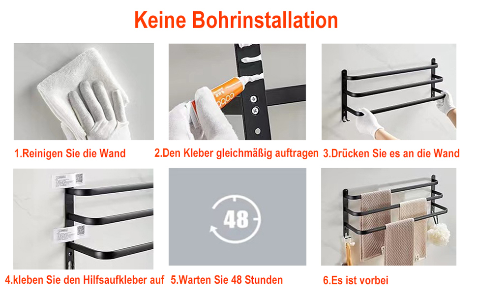 Тримач для рушників 60 см, чорний, аксесуари для ванної кімнати