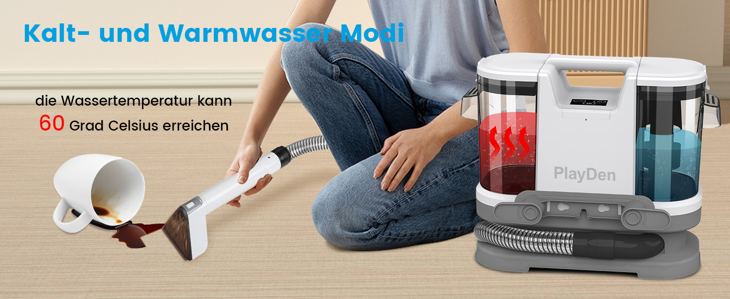 Апарат для чищення м'яких меблів та килимів: волого-пилосос, 450W, з щіткою для шерсті тварин. Підходить для диванів, килимів, автосидінь та сходів (біло-сірий)