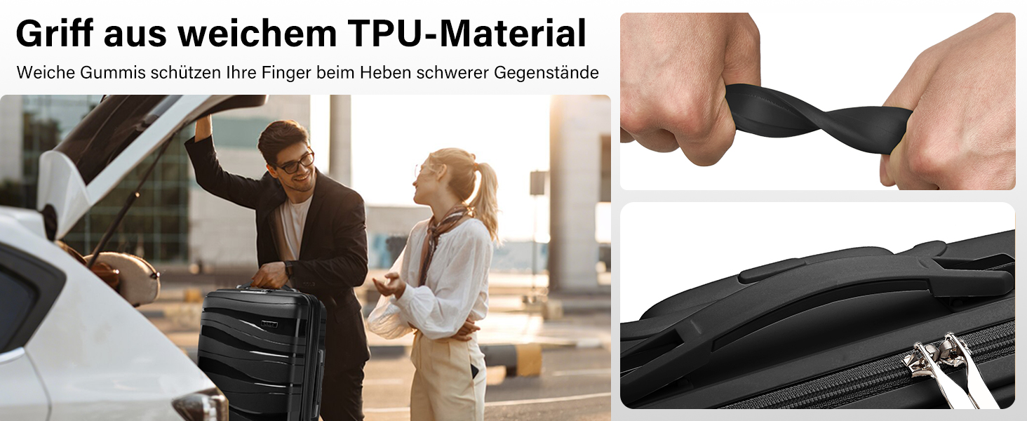 Набір валіз KONO 2 шт: велика валіза-тролі (56 см) + косметичка з поліпропілену, з 4 колесами та TSA-замком (кремовий білий)