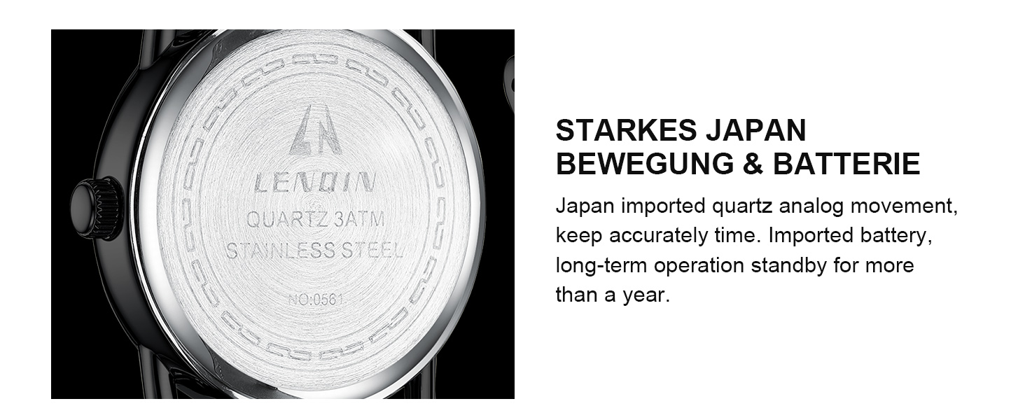 Чоловічий годинник LN LENQIN: аналоговий кварцовий годинник для чоловіків, водостійкий (30м), шкіряний ремінець, чорний/коричневий, бізнес-стиль