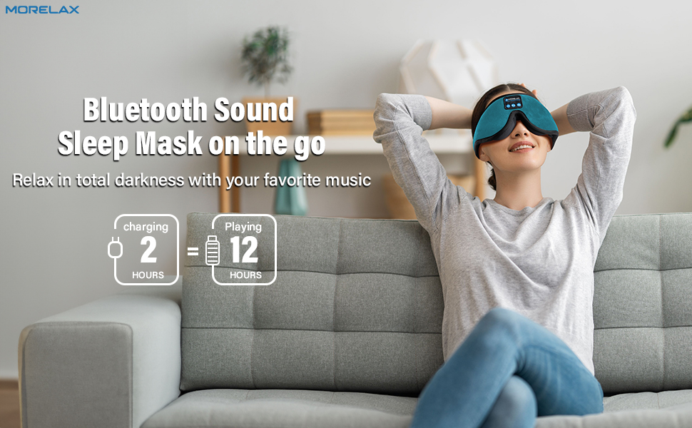 Маска для сну з Bluetooth-навушниками, 3D маска для сну, бездротова музична маска для сну для тих, хто спить на боці/спині, навушники для сну (Цянова)