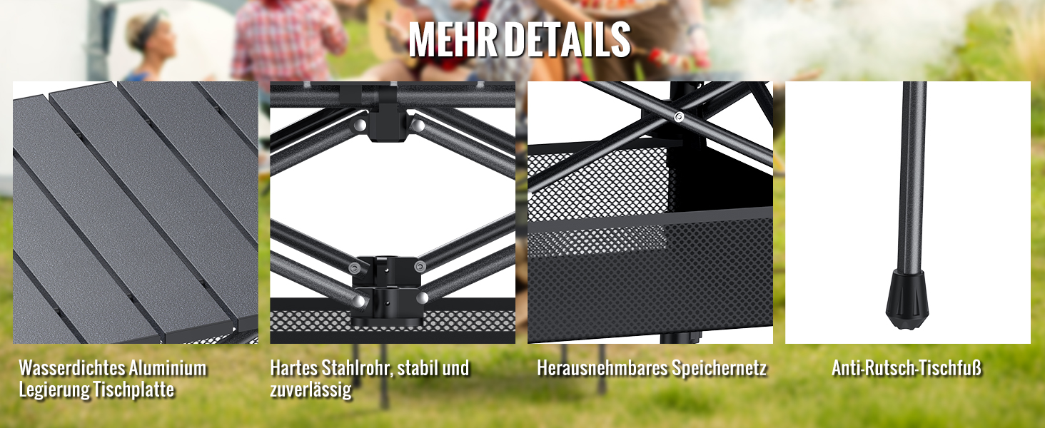 Складаний туристичний стіл Garllen 82x40 см, 2 рівня висоти (44/70 см), з розкатною стільницею, сталевий, для пікніка, грилю, саду, з сумкою