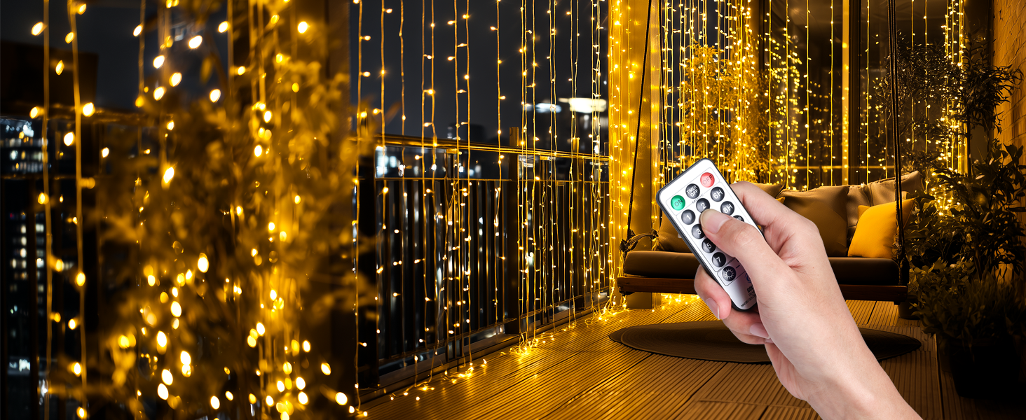 Гірлянда світлодіодна святкова для прикраси на 800 LED, 90 метрів, тепле біле світло, з пультом, таймером, вологостійка, для дому та саду