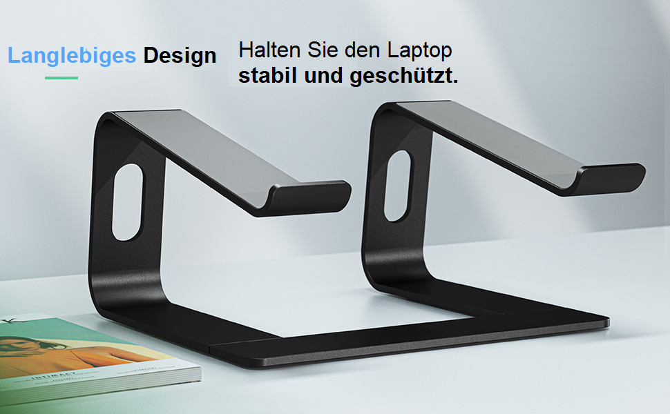 Підставка для ноутбука Nulaxy з алюмінію, ергономічна, з вентиляцією, сумісна з MacBook, Dell, HP, Samsung, Lenovo, 10-16 дюймів, сіра (C-Schwarz)