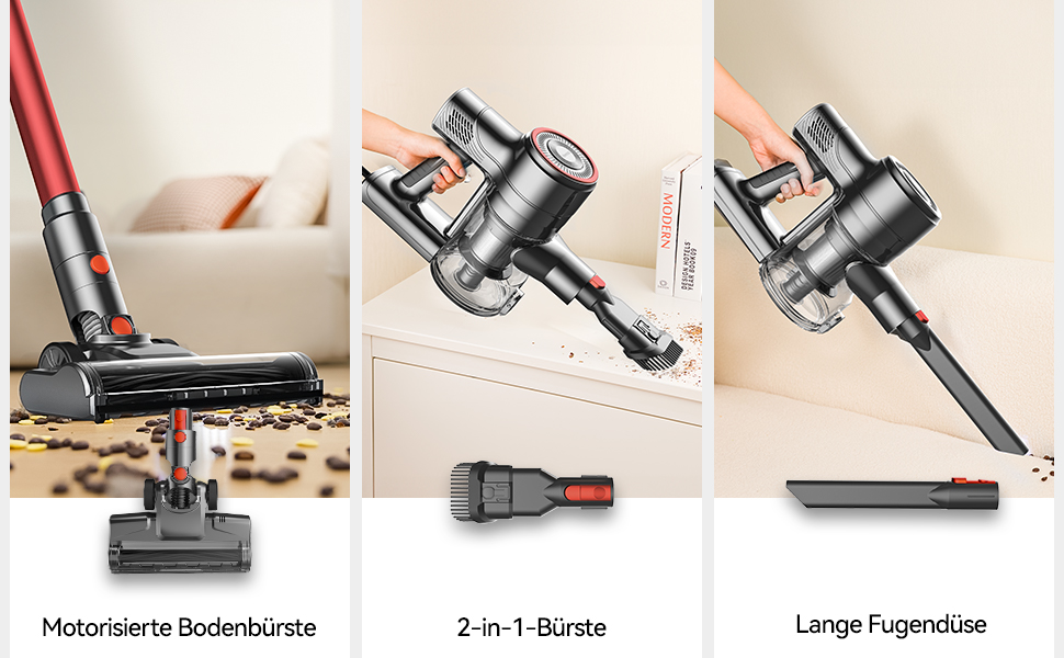 Пилосос 6-в-1: вертикальний та ручний, з 6м кабелем, потужність 23kPa, 600W, без мішка, для твердих поверхонь та килимів, легкий та тихий