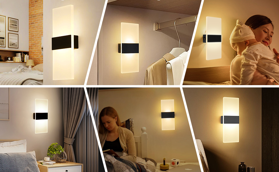 LED-стінні світильники VOMI з датчиком руху, акумуляторні, бездротові, з USB-зарядкою, 4000mAh, для дому, коридору, сходищ, 2 білі світла (сенсорне керування, 3000K)