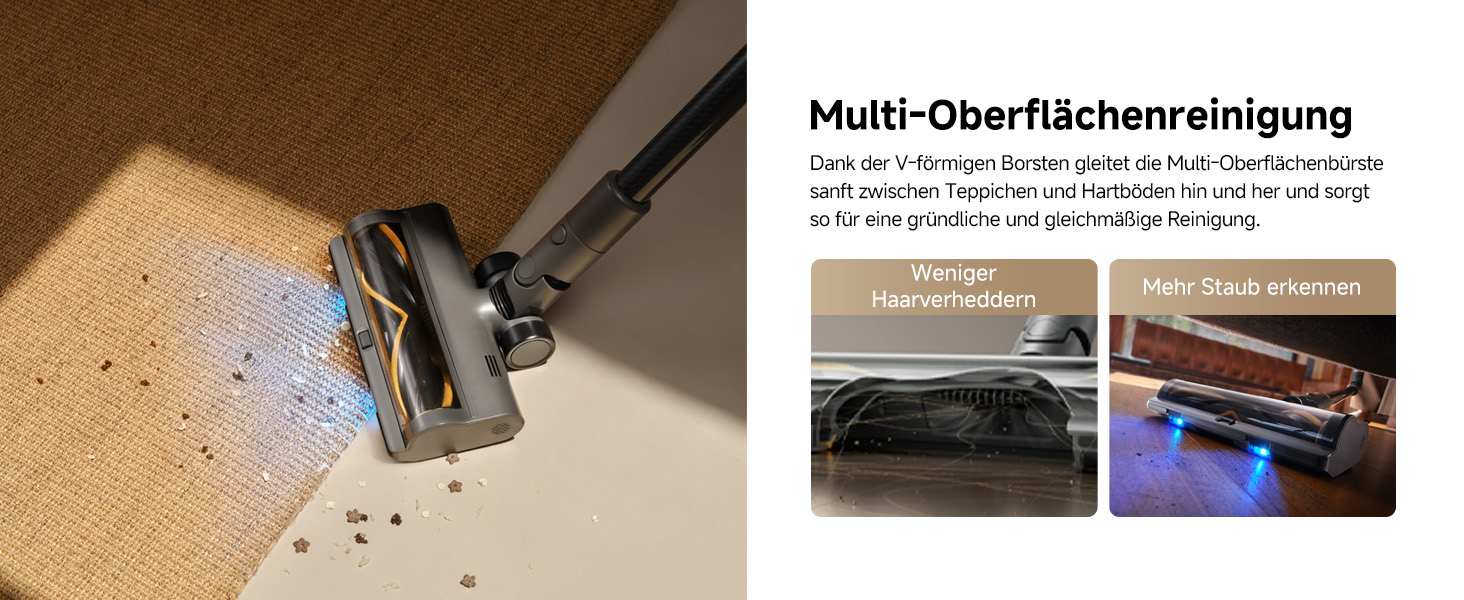 Бездротовий пилосос Dreame, 190AW, 90 хв роботи, датчик бруду, LED-дисплей, синій LED, без заплутування, для дому, шерсть тварин, килими (R30)