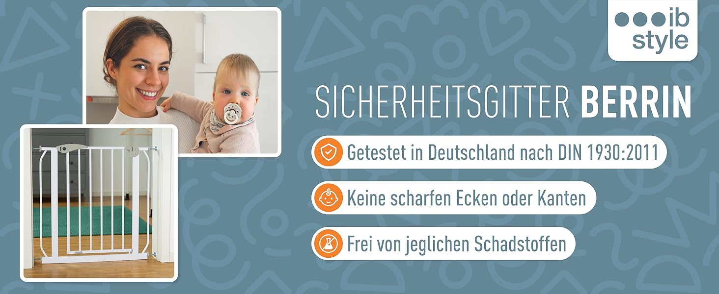 Захист для сходів IB STYLE для дітей - сітка для воріт, бар'єр для тварин, без свердління, білий, 67-75 см