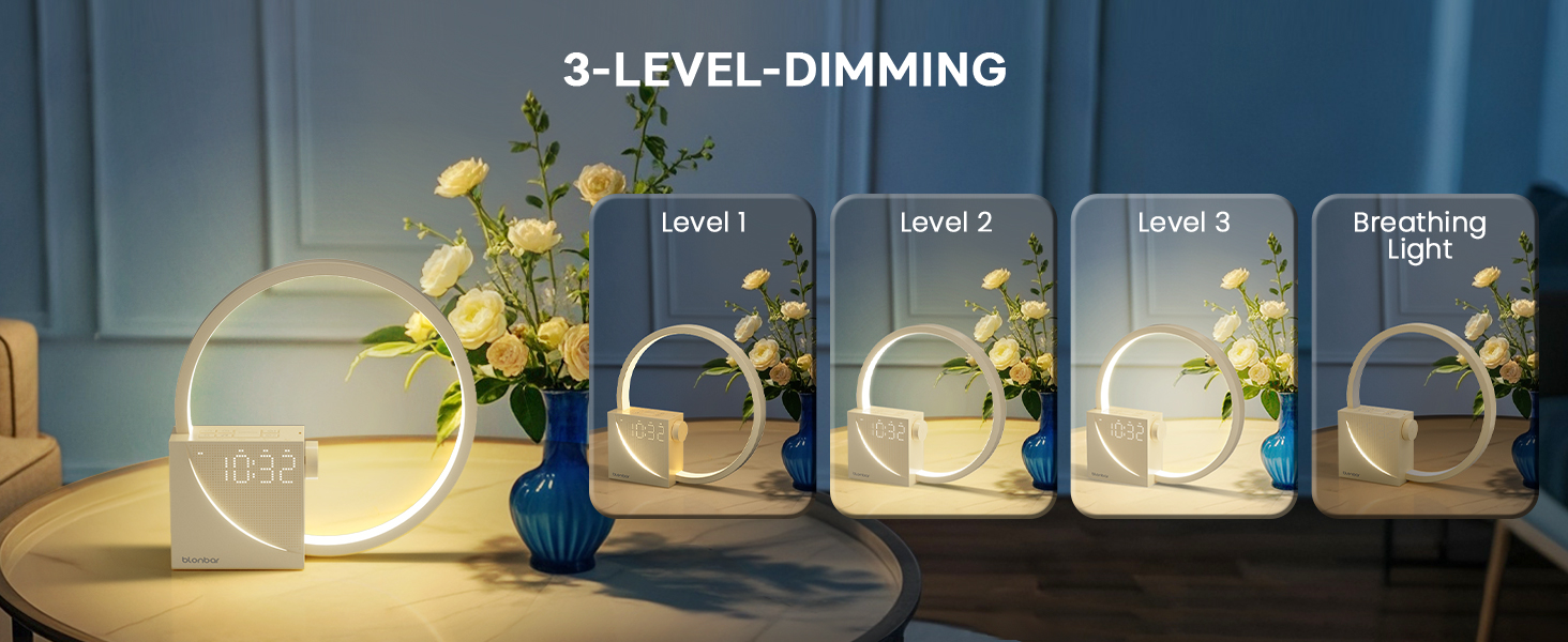 Нічна лампа Blonbar 10W з USB-зарядкою, будильник-світло, сенсорне керування, регулювання яскравості, нічник для дітей та дорослих, 3 режими, для спальні та вітальні (мінімалістичний дизайн)