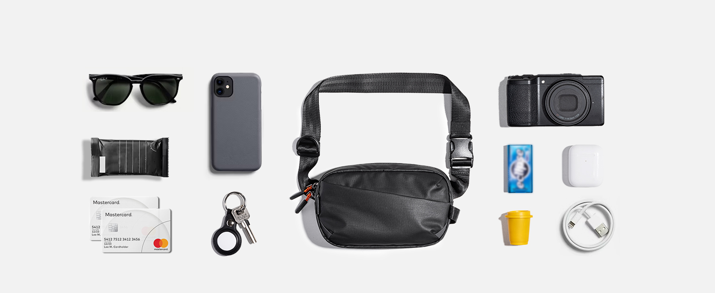 Сумка на пояс Inateck X-Mini, 1.5 літра, чорна, RFID захист, для подорожей, спорту, піших прогулянок (жіноча/чоловіча)