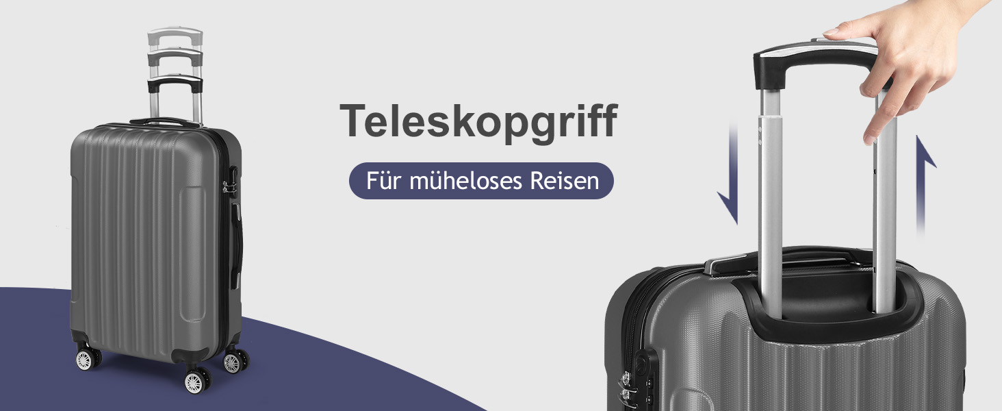Набір валіз LEADZM 5 шт. з косметичною сумкою, жорсткий набір валіз з ABS, телескопічна ручка, ручна поклажа (Турквіс, Темно-сірий)