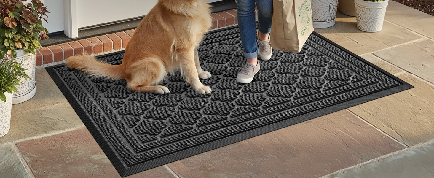 Килимок придверний Color G для вулиці 44x75 см, стійкий до зносу та вологи, протиковзний брудозахисний килим для входу, балкона та дверей (Сірий)