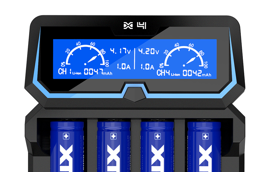 Зарядний пристрій XTAR X4 для Li-ion акумуляторів 18650, 21700, AA/AAA з LCD дисплеєм та функцією Power Bank