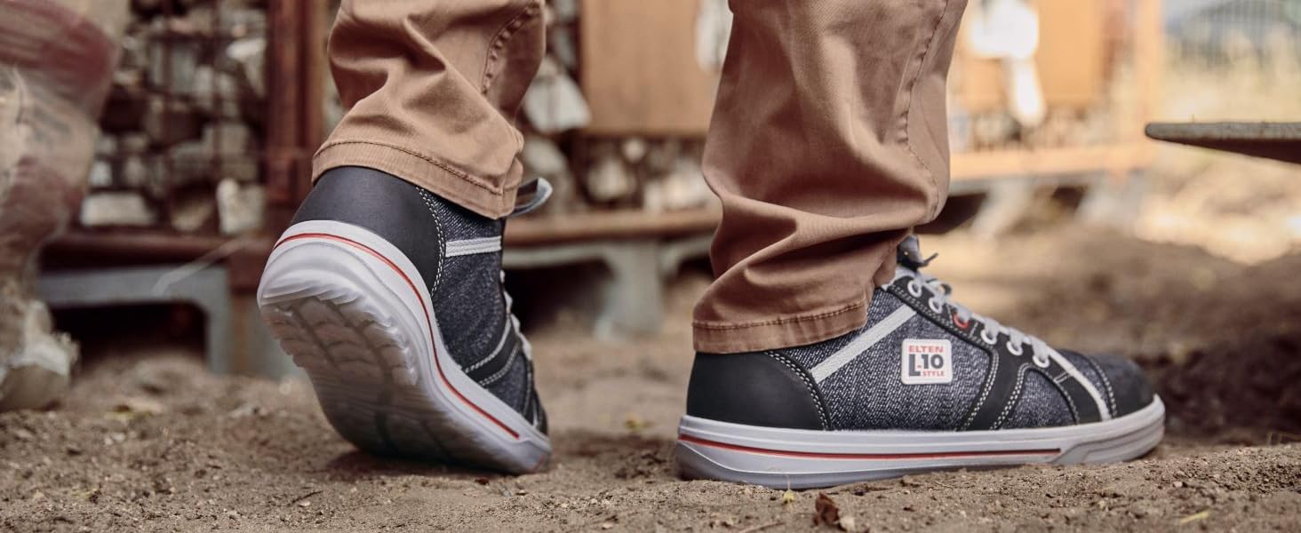 Робочі черевики ELTEN VINTAGE Mid ESD S3 для чоловіків, шкіряні, з металевим носком, легкі, спортивного стилю, сірого кольору, розмір 46 EU