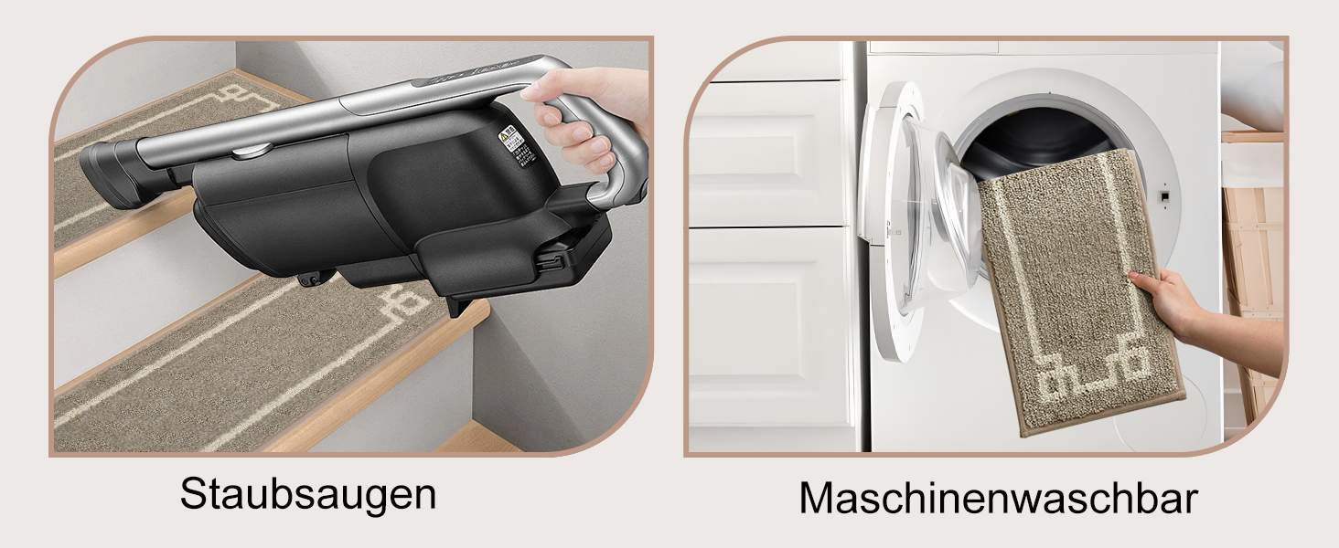 Килимочки на сходи BEQHAUSE, набір з 15 шт., самоклеючі, для дітей, літніх людей та домашніх тварин, 100% поліестер, TPE-підкладка, 22x70 см, бежевий