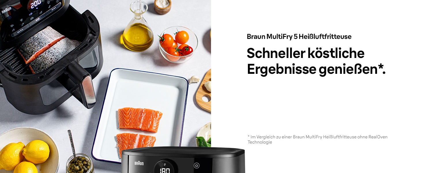 Фритюрниця електрична Braun MultiFry 5 HF5030 6л з технологією RealAir, чорна - аерофритюрниця з сенсорним керуванням та 20 програмами