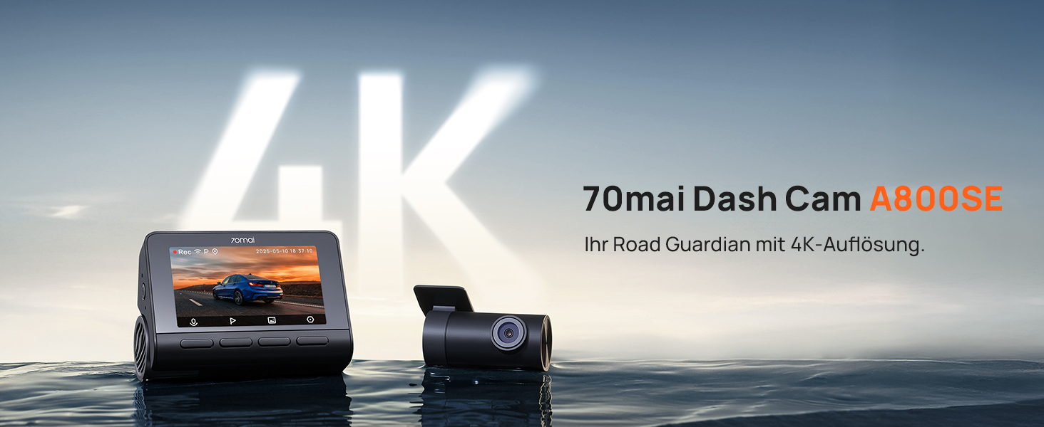 Відеореєстратор 70mai A800SE 4K HDR Dual (передня + задня), 2160P+1080P, нічний режим, паркування, IPS 3