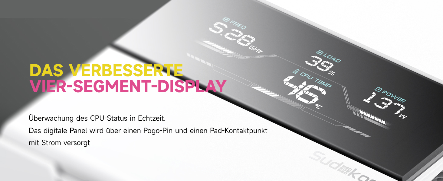 Система охолодження CPU Sudokoo SK700V AM5 з вентилятором 120 мм, дисплеєм, 7 heatpipes та гарантією 5 років