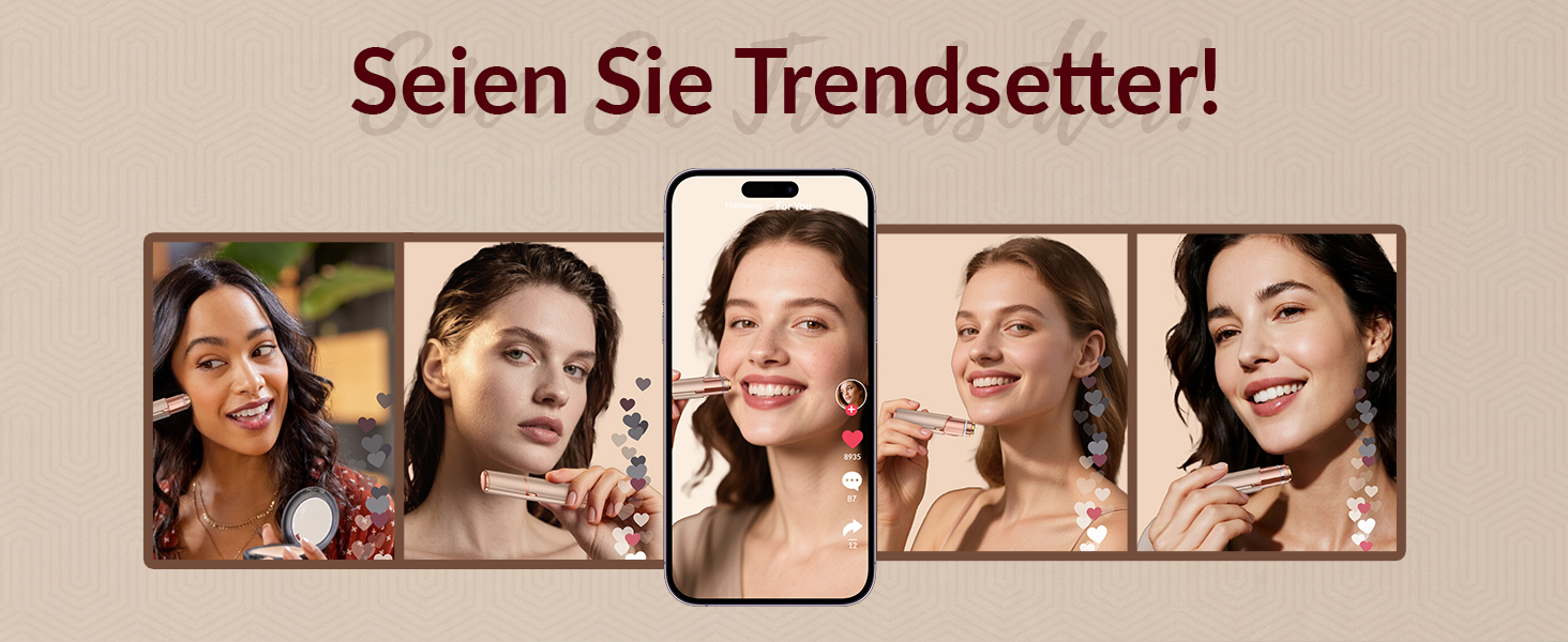 Електричний жіночий епілятор для обличчя: безболісний жіночий тример для швидкої та ніжної скоблення верхньої губи, підборіддя та щік (Золотий)