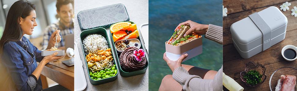 Бенто-бокс Monbento Moka Rose – 2-рівневий ланчбокс для дорослих, BPA-free, для мікрохвильової печі, миється в посудомийній машині