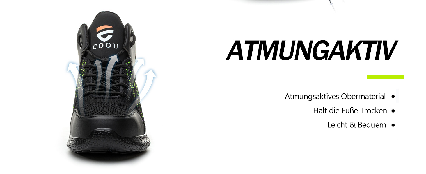 Зручні та безпечні робочі черевики для чоловіків та жінок. Дихаючі, з металевим носком, антиковзаюча підошва, спортивний дизайн, розміри 37-46 EU, колір зелений.