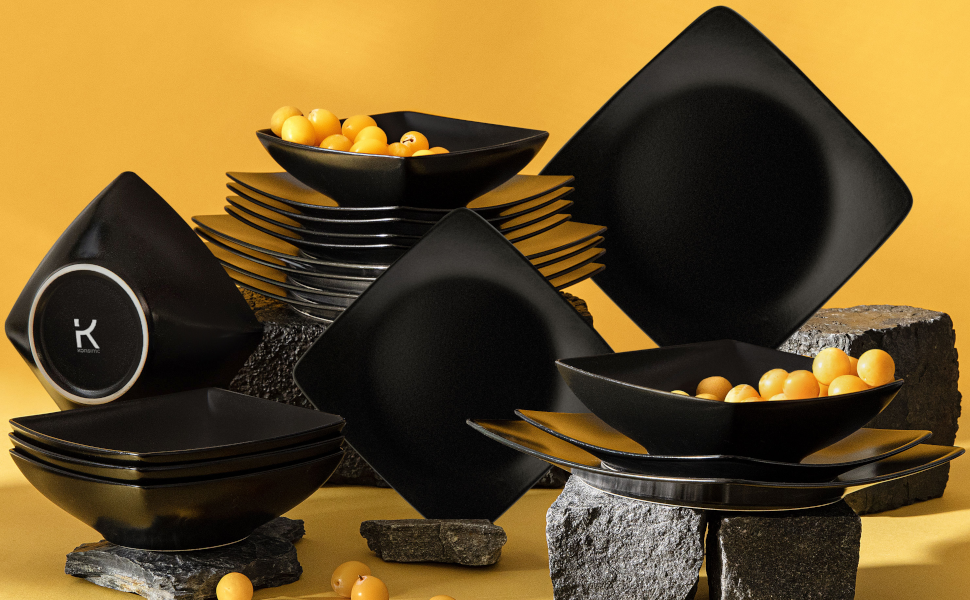 Сервіз Konsimo для 6 осіб: 18-ти частинний набір тарілок EPIRI - сучасний сервіз з кераміки сірого кольору