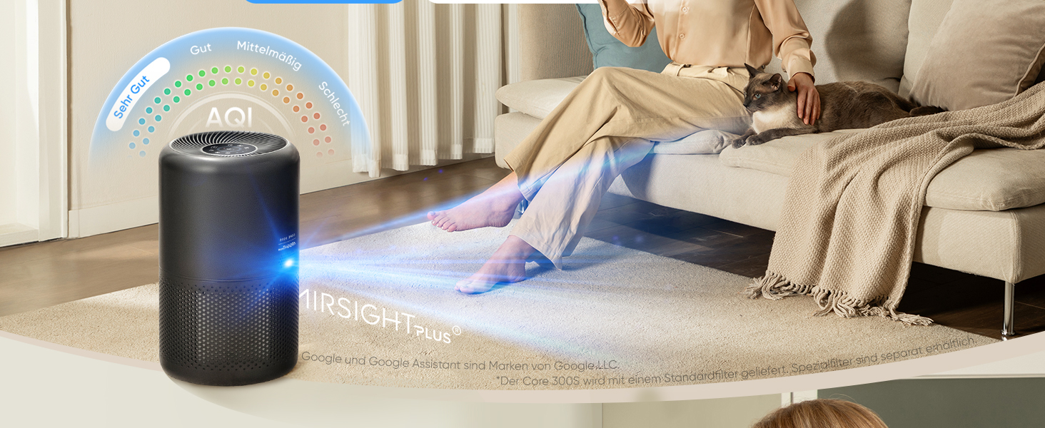 Повітряочисник LEVOIT з HEPA-фільтром: видаляє цвіль, пил, пилок, шерсть тварин. Автоматичний режим, CADR 240 м³/год, тиха робота 22dB, таймер, для кімнат до 50 м², білий/чорний