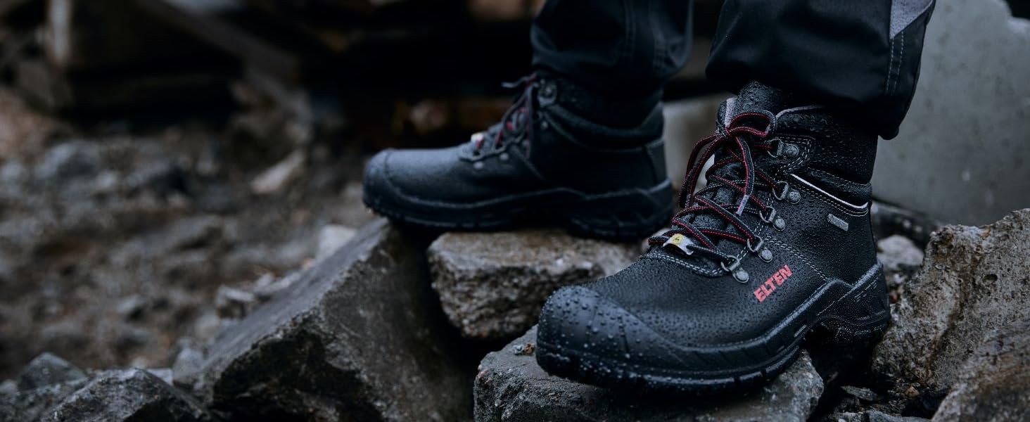 Робочі черевики ELTEN Renzo Low ESD S3, шкіряні, з металевим носком, легкі, міцні, 41 EU, чорні (для жінок та чоловіків)