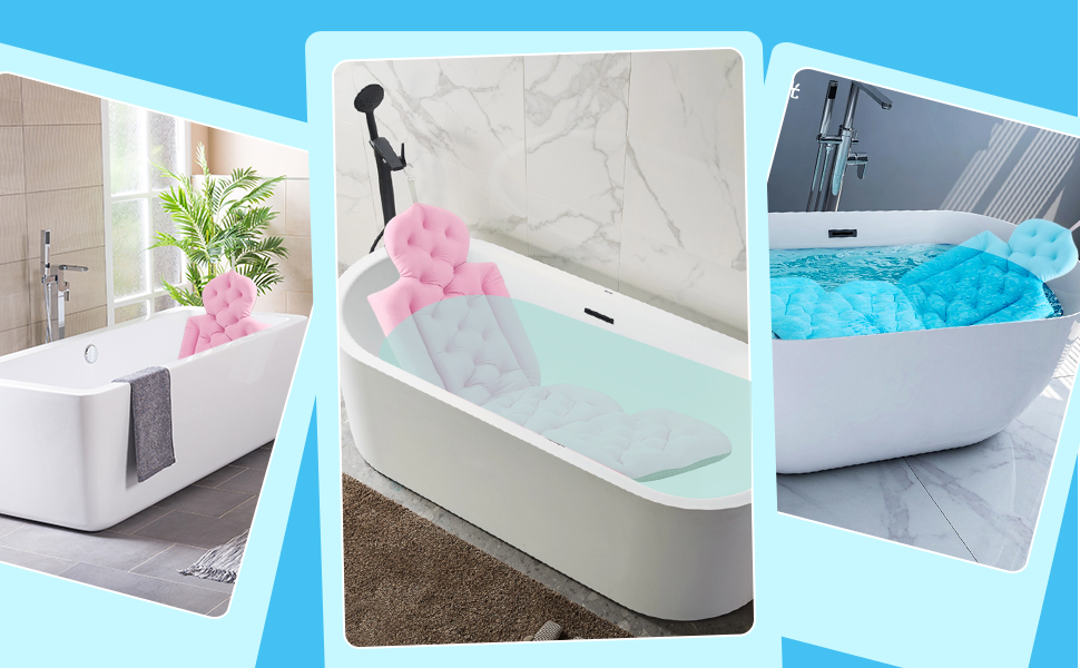 Подушка для ванни Fenteer, комфортний килимок для ванної, повнорозмірна SPA-матрац, 78x35x40 см, рожева