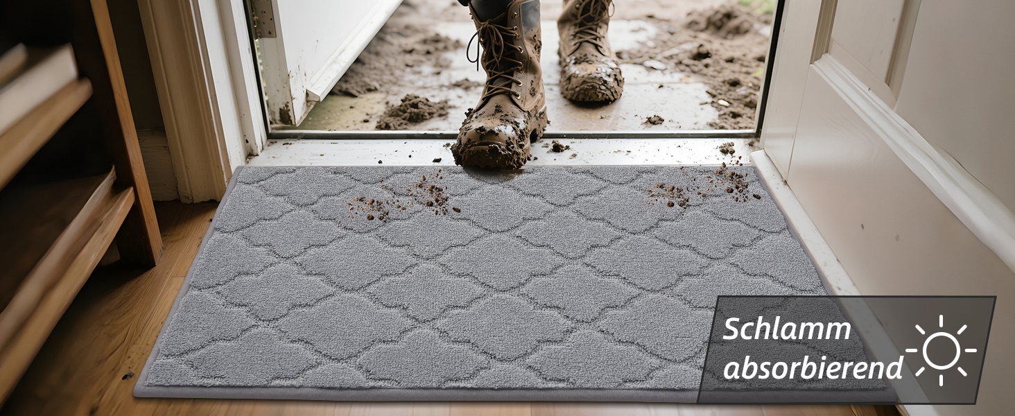 Килимок для входу COSY HOMEER 50x80 см, сірий, антиковзкий, вологостійкий,мийний килимок для дому, кухні, коридору