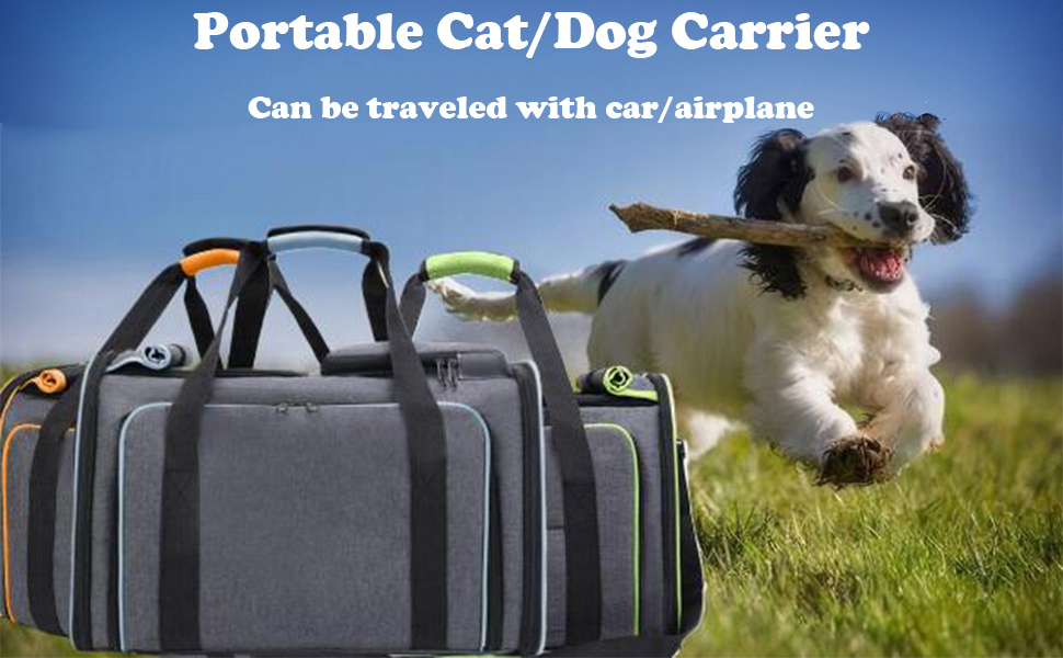 Транспортна сумка для котів та собак, розширювана, складана переноска для кота/собаки, сіра з блакитним, L