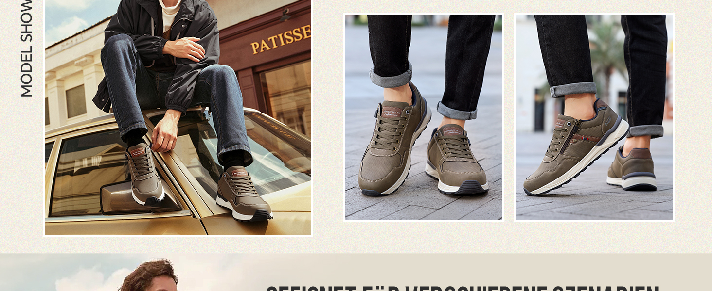 ARRIGO BELLO Кросівки для чоловіків: зручні, легкі, з блискавкою, для активного відпочинку та повсякденного носіння, підошва з неслизьким покриттям, розміри 41-46 (зелені, 44 EU)