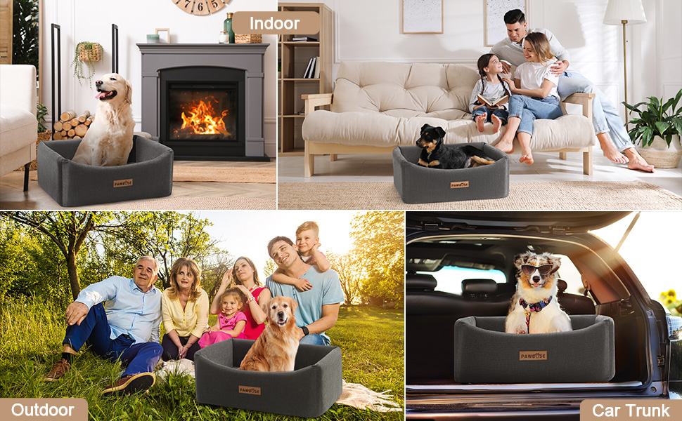 Автокрісло для собак середніх порід до 15 кг з ременем безпеки, знімне та миється (сірий)