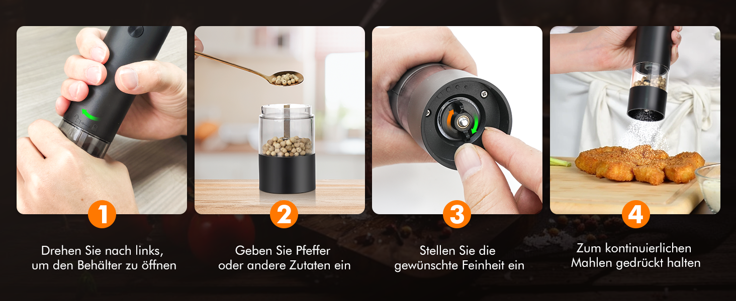 Електричні соляні та перечні млини з USB-зарядкою, регульована ступінь помелу, для кухні, пікніка, грилю
