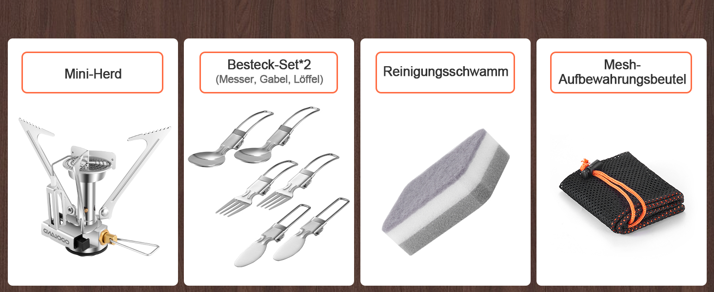 Набір посуду для кемпінгу Odoland: каструля, сковорода, тарілки, миски, столові прибори (15 предметів) з нержавіючої сталі з антипригарним покриттям. Ідеально для кемпінгу, пікніків, трекінгу та подорожей на 2 особи