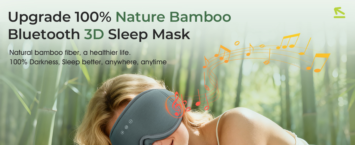 Сліп-маска з навушниками MUSICOZY з бамбука та бавовни, Bluetooth v5.4, 3D, для тих, хто спить на боці, з мікрофоном, сірий колір